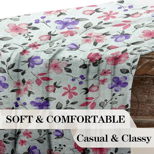 Image of Cortina Linen Polyester Printed Curtains Set of 2, Curtain for Doors Home Decor Items for Living Room Bedroom (Purple, 9FT)