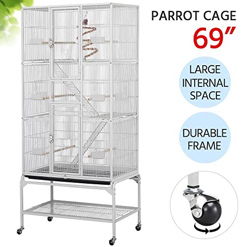 Yaheetech YT-00111158 69-Inch Extra Large Wrought Animal Cage Metal 3 Levels Small Animal Cage W/Cross Shelves And Ladders thumb #1