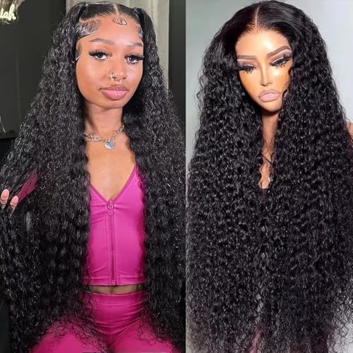 28 Inch 13x6 Deep Wave Lace Front Wig Human Hair 200% Density Pre Plucked Brazilian Virgin Deep Curly 13x6 HD Lace Front Wigs Wet and Wavy with Baby Hair for Women