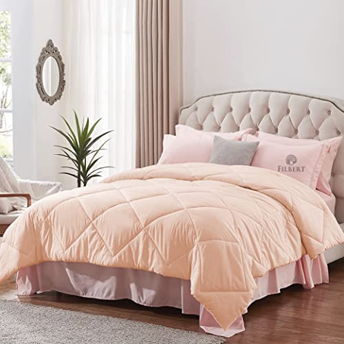 Image of Filbert Winter Comforter Double Bed 300 Gsm 350 Tc Microfiber Double Bed Blanket For Winter Soft & Cozy Diamond Stitch Quilt (90 inch X 100 inch Inches /228Cm X 254Cm) - Comforter Double Bed|Peach
