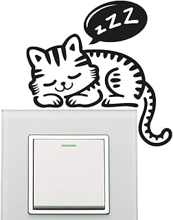 Wall4stickers Chatte Autocollant Mural Plaque Interrupteur Sticker Mural Vinyle Autocollant Murale décoration de la Maison Prise de Courant Enfants Chambre Chambre d'enfant Chambre d'enfants