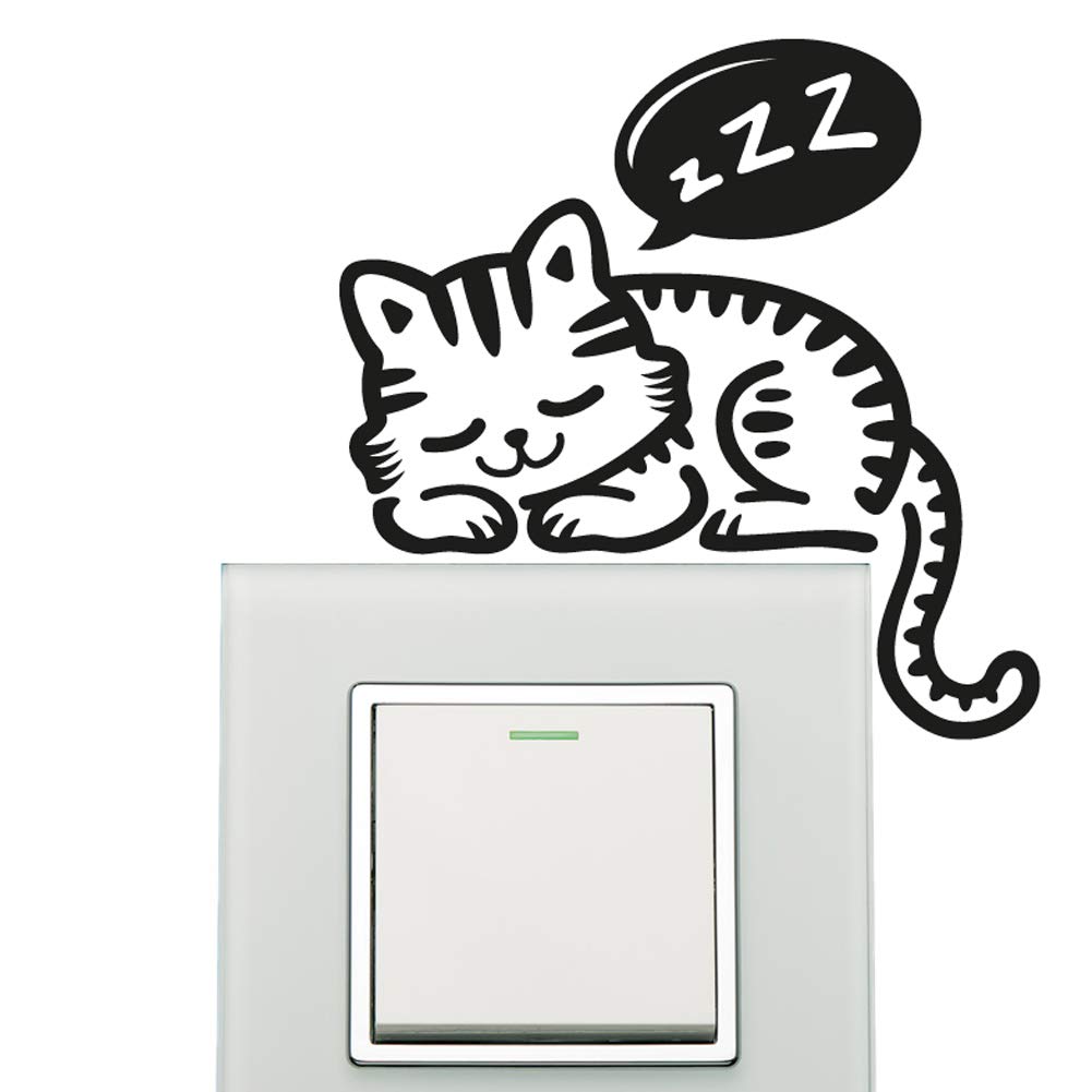 Wall4stickers Black Cat Wall Sticker Plate Light Switch Socket Wall Sticker Vinyl Decal Mural Home Decoration Power Socket Kids Room Nursery Children Room