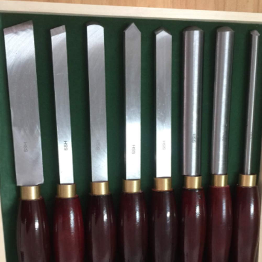 Jeu de Ciseaux à Bois, Jeu de Ciseaux pour Tour à Bois avec boîte en Bois, Tour à Gouge pour Tournage sur Bois (8 pièces)