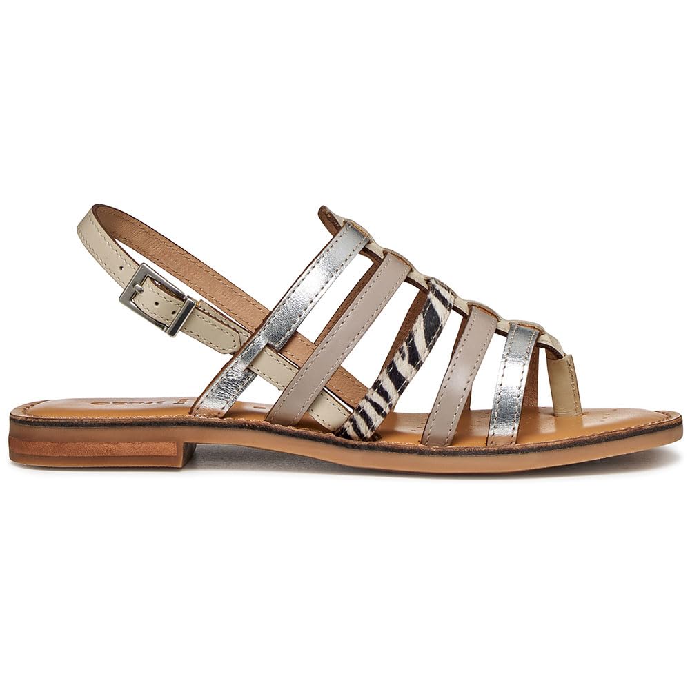 Geox D Maddalusiac B, Women's Flat Sandal, Rock Papyrus, 36.5 EU