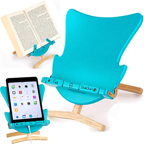 Silla huevo de lectura, atril, soporte para iPad, tablet, eReader - Regalo para lectores modelo azul