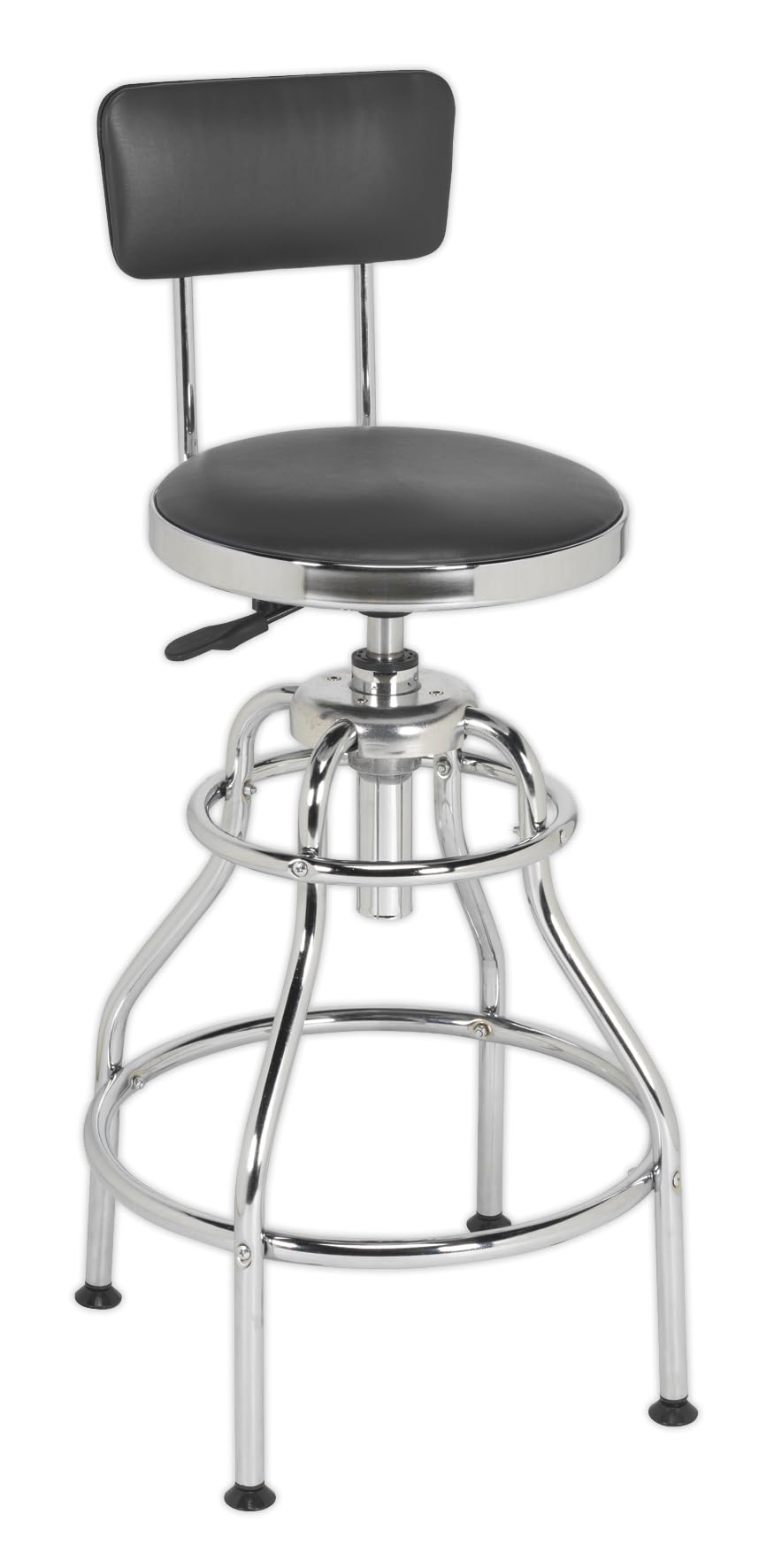 Sealey Multicoloured Scr14 Workshop Stool Pneumatic Adjustable Height Swivel Seat & Back Rest