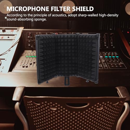 Bouclier d'isolation pour microphone pliable à 3 panneaux métalliques