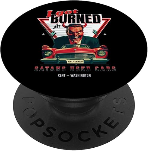 I Got Burned At Satans Used Cars Retro Devil KENT PopSockets Standard PopGrip
