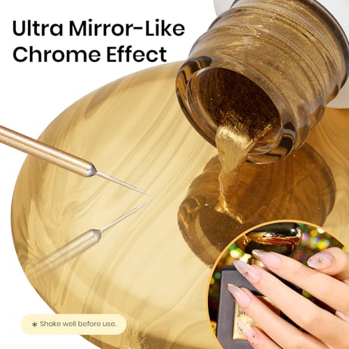 Image of Beetles Metallic Gold Gel Liner 7ml French Tip Gel Polish 3D Mirror Effect