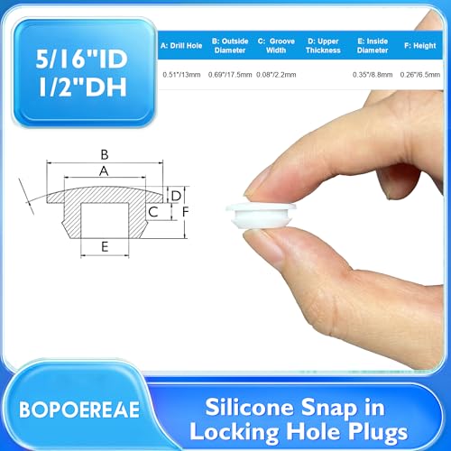 Image of 25 Pcs 13 mm Silicone Rubber Plugs Snap in Locking Hole Plugs for 12-13 mm (7 /16 inch-1 /2 inch) Round Holes, Flush Type Rubber Stoppers, Flexible Tube Pipe End Caps Covers, Waterproof Sealing Plugs, White