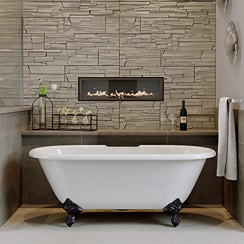 60" Cast Iron Double Ended Tub with 7" Faucet Hole Drillings & Oil Rubbed Bronze Feet- "Franklin"