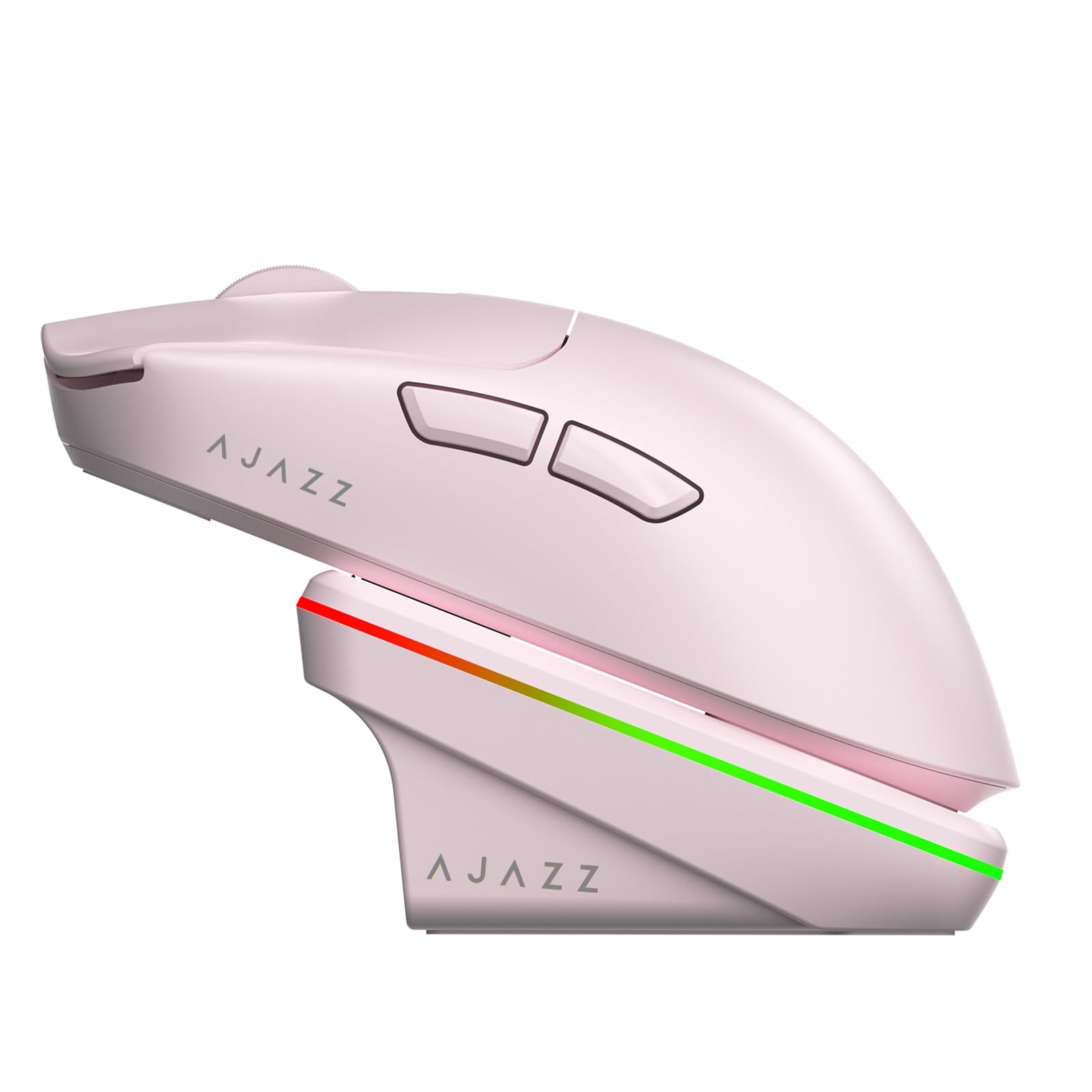 A.JAZZ AJ200P AI MASTER Wireless Gaming Mouse with Magnetic Charging Dock, PAW3955 Sensor, Up to 80000 DPI, NearLink BS2826 IC, Dual 8000Hz, AI-Powered Voice Control, AI Game Coach, for PC/MAC, Pink