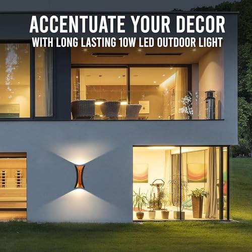 Image of Gesto 10W Waterproof Led Wall Light for Home Decoration - Up Down 2-Way LED Wall Lamp | IP65 Outdoor Fancy Wall Lights for Balcony,Gate,Elevation,Garden,Patio | Decorative Wall Mount Light -Pack of 1