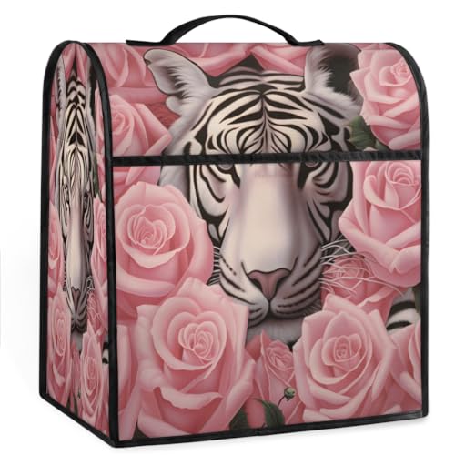 Coffee Maker Cover White Tiger Flower Kitchen Appliance Covers Small Appliance Covers Blender Cover Juicer Cover Dust Covers for Kitchen Appliances with Top Handle and Pockets,Washable,B929