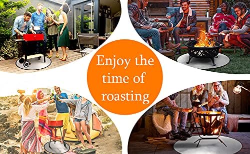 Fire Pit Mat For Decking, YMWVH 36Inch Fire Mat for Small BBQ, 4 Layer & Round Heat Resistant Mat for Fire Pit,BBQ Fireproof Mat, Heatproof & Water Resistant, Easy to Clean