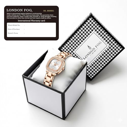 Image of London Fog Ave Maria Collection Analog Watch for Women with Square Dial, Crystal Studded Bezel Roman Numeral Markers and Stainless Steel Strap - LFW20004