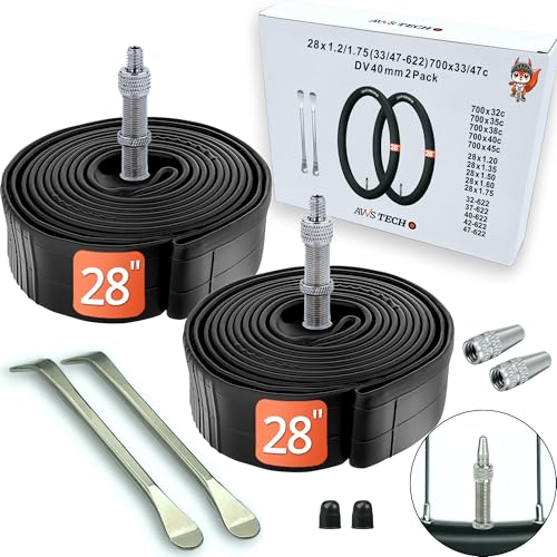 Fahrradschlauch 28 Zoll Set | Kompatibel mit Continental & Schwalbe | für AV SV DV Ventile | Zubehöâ€¦ – Miniatur