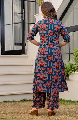 Image of rytras Women Printed A-Line Kurta Set with Palazzo Pants