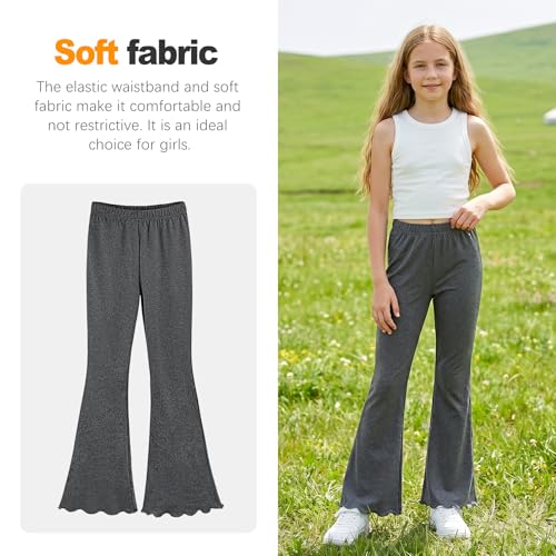 Image of ZukoCert Girls Flare Leggings, Mid Waist Bell Bottom Pants for Kids, Kids Flare Pants Size 4-13Y