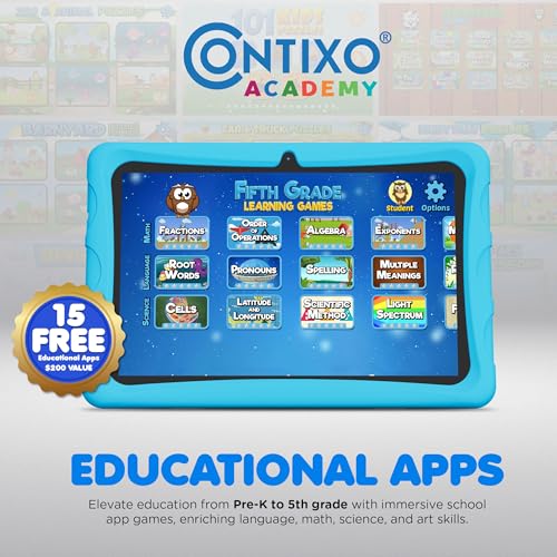 Image of Contixo 10 inch Kids Tablet - K103 Android Learning Tablet with Exclusive Games and Educational Apps, 32GB Storage, WiFi, Parental Controls & Kid-Proof Case - Blue
