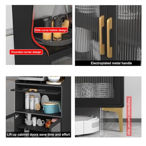 Étagère de cuisine rangement bois Nero meuble micro-ondes multi-rangements