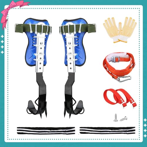 Seprochoo Tree Climbing Spike Set Safety Adjustable Belt Lanyard Rope Rescue Belt 2 Gears (Upgraded...
