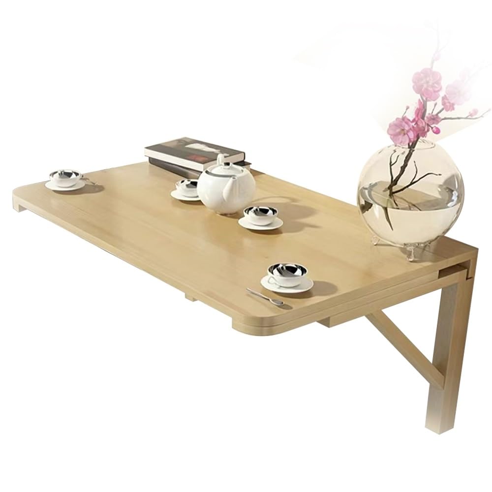 Table murale flottante en bois au design épuré pour cuisine