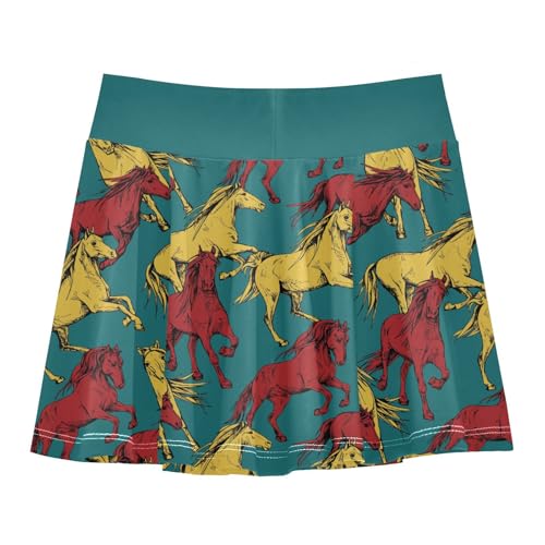 Girls Skorts High Waist Athletic Skirts with Shorts Horse Stretchy Teens Performance Tennis3