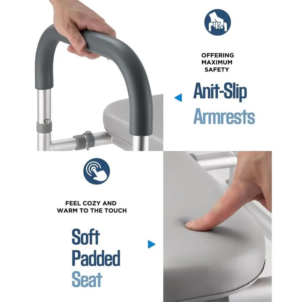 NEWFUN Rialzo WC per Anziani, Alzata per wc, Sollevatore per WC Senior con Regolazione in Altezza, Adatto a Tutti i WC Standard, Capacità di Carico: 150KG