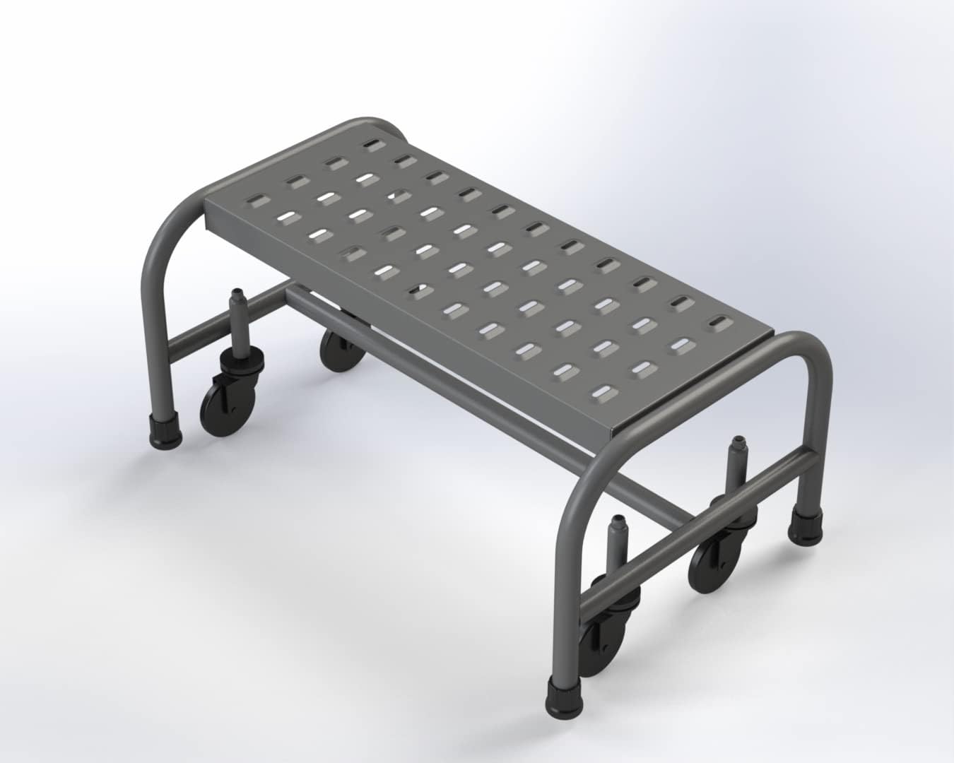 1 Step Rolling Step Stool Ladder, B1226SU, 12" H Top Step, OSHA Compliant, [Made in USA], (1 Step, 24" W Perforated Tread)