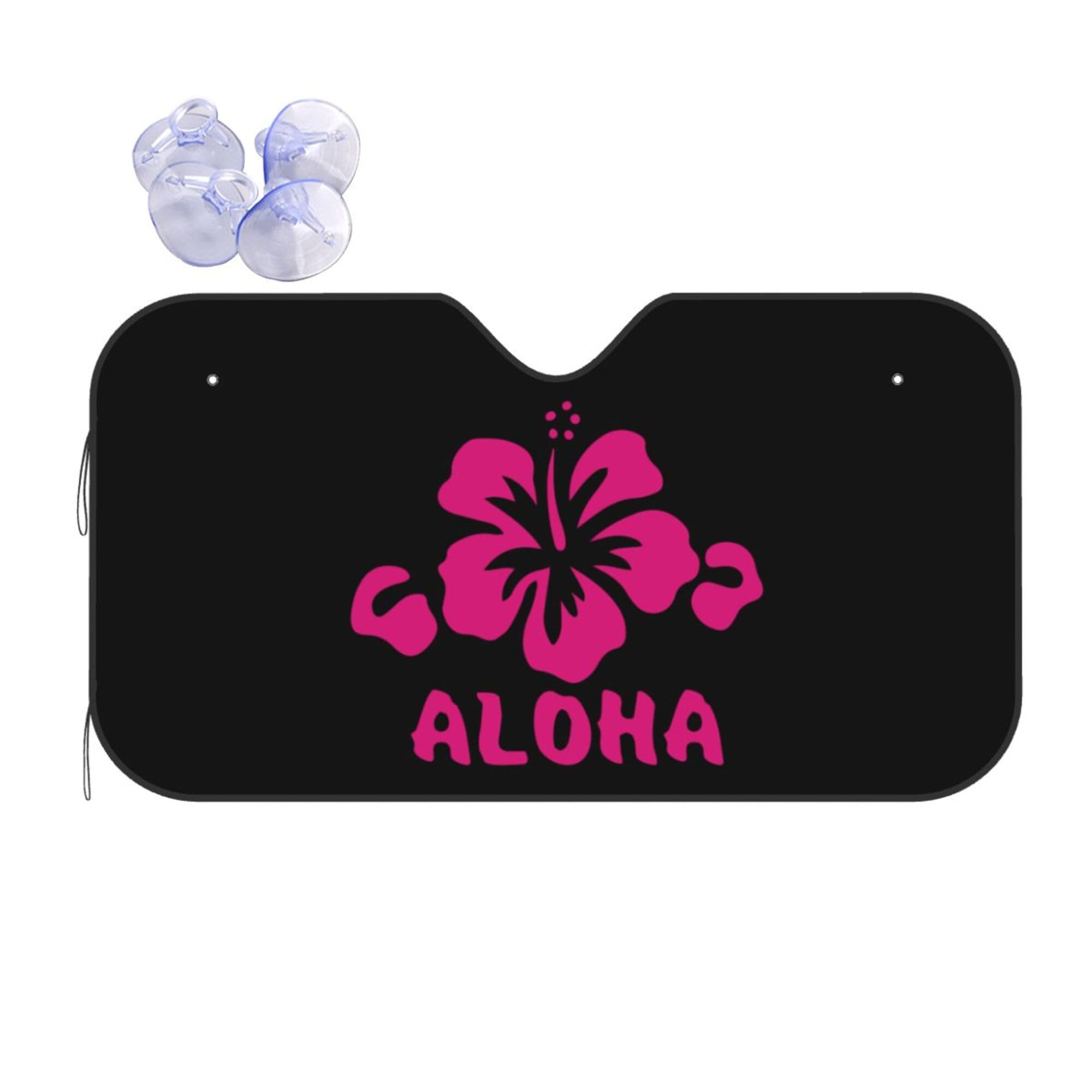 Aloha Flower - Parasol hawaiano para parabrisas de coche, SUV, camión, reflector de rayos UV, plegable, para ventana delantera, parasol