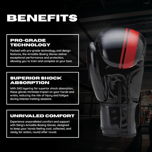 Image of STING Armaplus Boxing Gloves for Training, Sparring & Competition Preparation | Lightweight T3 Performance Material | Shock Absorption & Wrist Support