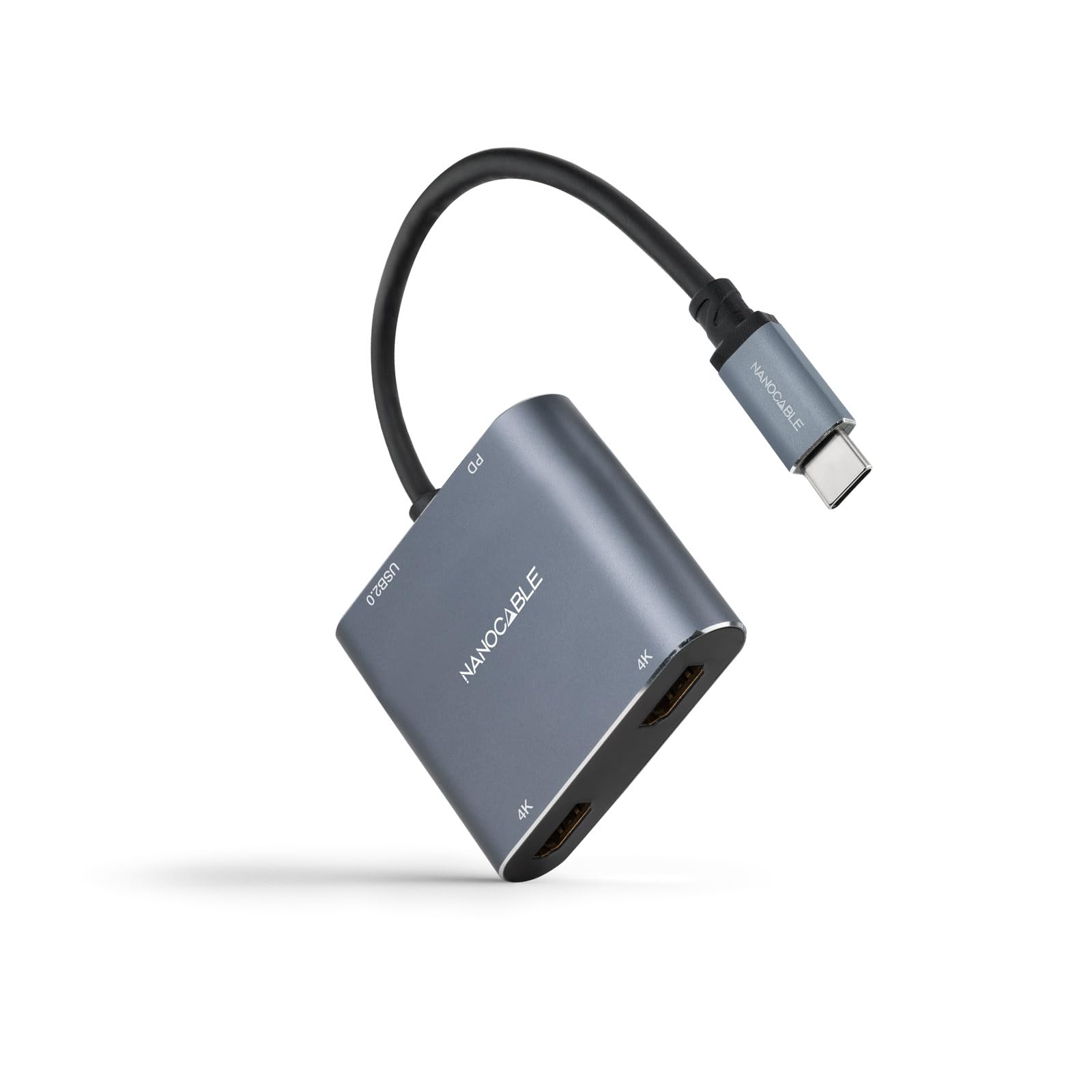 NANOCABLE 10.16.4305 USB-C to 2xHDMI/USB2.0/PD Converter 15cm Grey