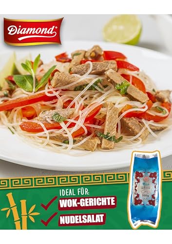 Foto von DIAMOND Glasnudeln, lange Glasnudeln aus Mungobohnenstärke, von Natur aus vegan und glutenfrei - 1 x 100 g