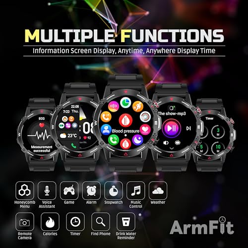 Image of Armfit HULK Smart watch with AMOLED Always On Display Smartwatches for men, BT Calling Waterproof Fitness Watch with Heart Sleep Monitor for Android iOS (Black)