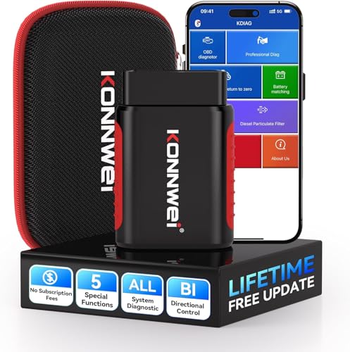KDIAG OBD2 Scanner Bluetooth - Full System Car Diagnostic Tool for Engine Transmission ABS TPMS AC Steering Battery Others w/Bi-Directional Control Oil/EPB/DPF/BMS Reset iOS Android App