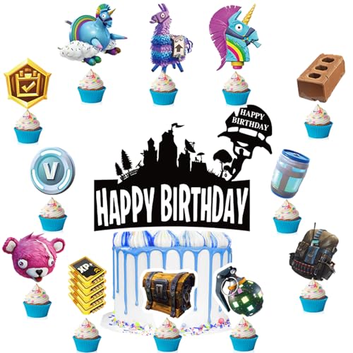 25 Pcs Game Theme Cake Toppers Cake Decorations Cupcake Toppers Game Birthday Party Supplies