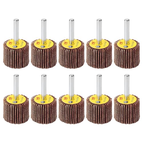 HUHAO 10 PCS Flap Wheel Sander Set, 80 Grit Sanding Wheels, 30 * 6 mm