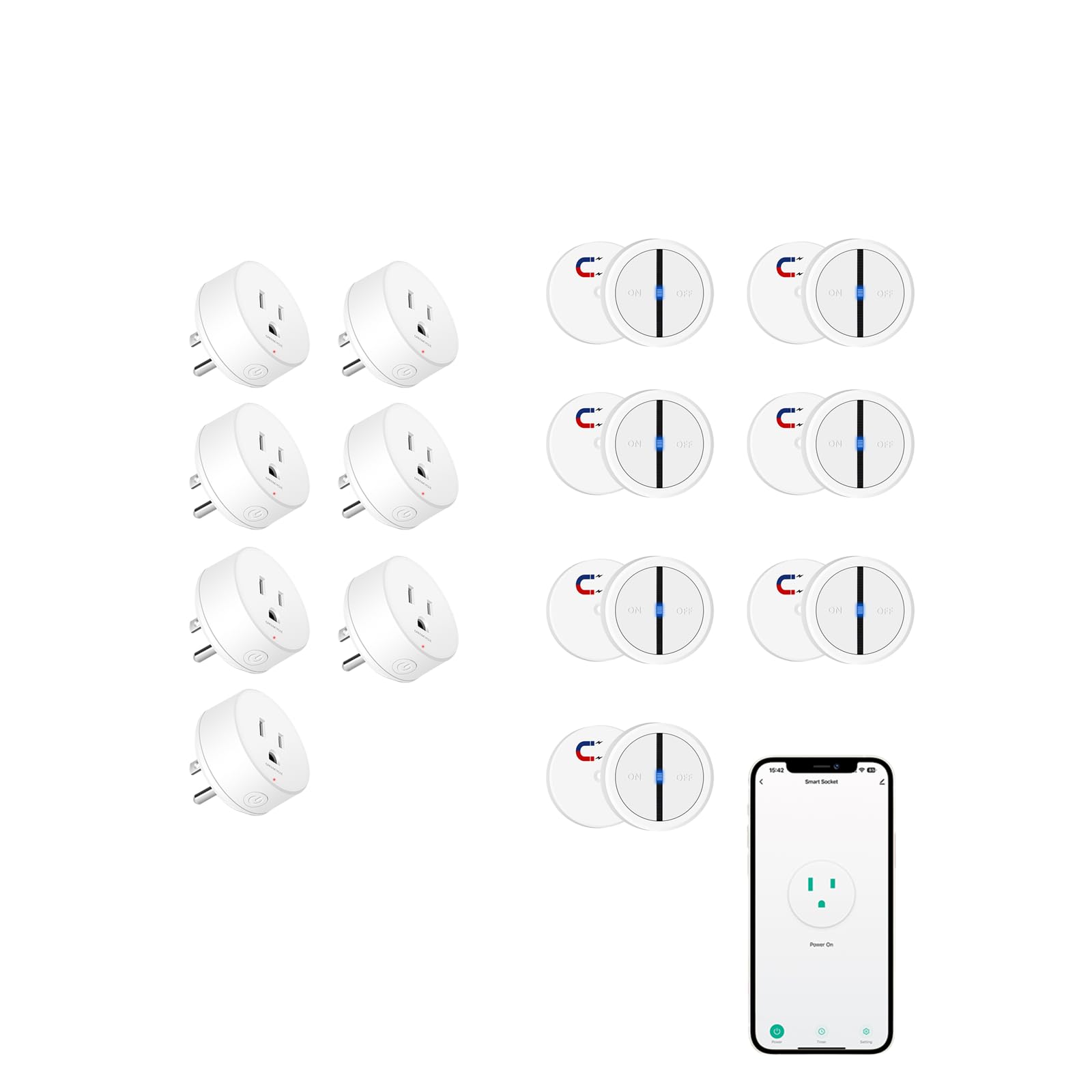 Greencycle Smart Wireless Remote Control Outlet Plug WiFi Outlets for Household On Off Smart Outlets Switch Compatible with