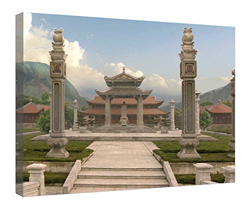 Tableau temple en bois 40x50 cm sur toile imprimée et tendue sur châssis