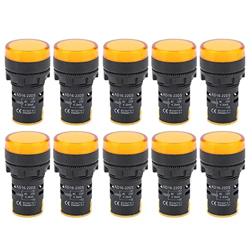 Lâmpada indicadora LED, luz de indicação de sinal amarelo 10PCS para instrumentos e equipamentos par