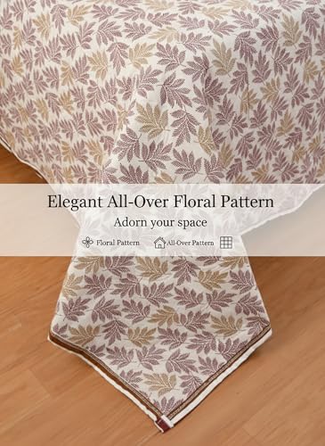 Image of IVAZA Luxury Ultrasonic Punch AC Comforter Blanket - Quilted Microfiber Floral Pattern, Lightweight Breathable All‑Season Blanket for Bedroom, Travel (Singled Bed,228x152 CM) Brown White