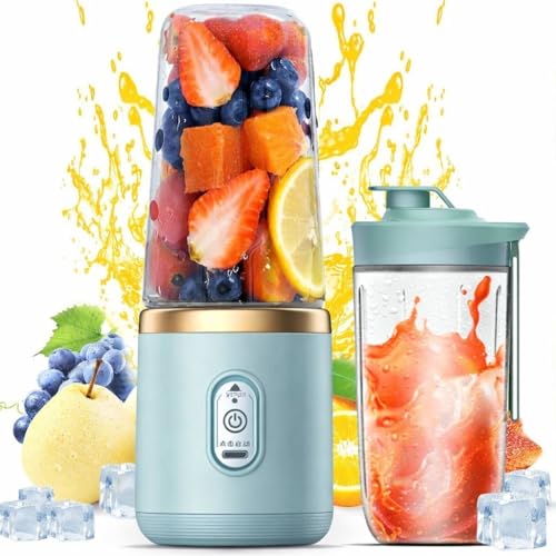 Image of Portable Blender Electric Juicer USB Rechargeable Fruit Mixers Mini Personal Smoothie Maker 6 Blades 3 Gears Ideal for smoothies,Stand,for Home Storage Living Room,Entryway