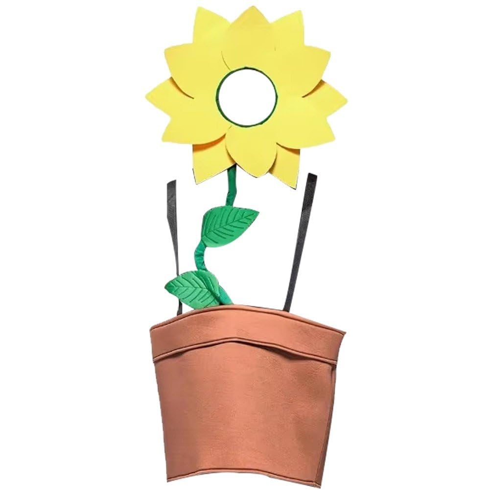 Costume De Pot De Fleur pour Adulte, Déguisement De Tournesol Amusant, Tenue De Cosplay d'halloween avec Casque, Fête À Thème pour Hommes Femmes