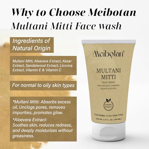 Image of Multani Mitti Face Wash with Multani Mitti & Oil Control & Acne - 100 ml | Suits All Skin Types | Hydrating & Gentle | Paraben-Free | No Silicones | Sulphate-Free