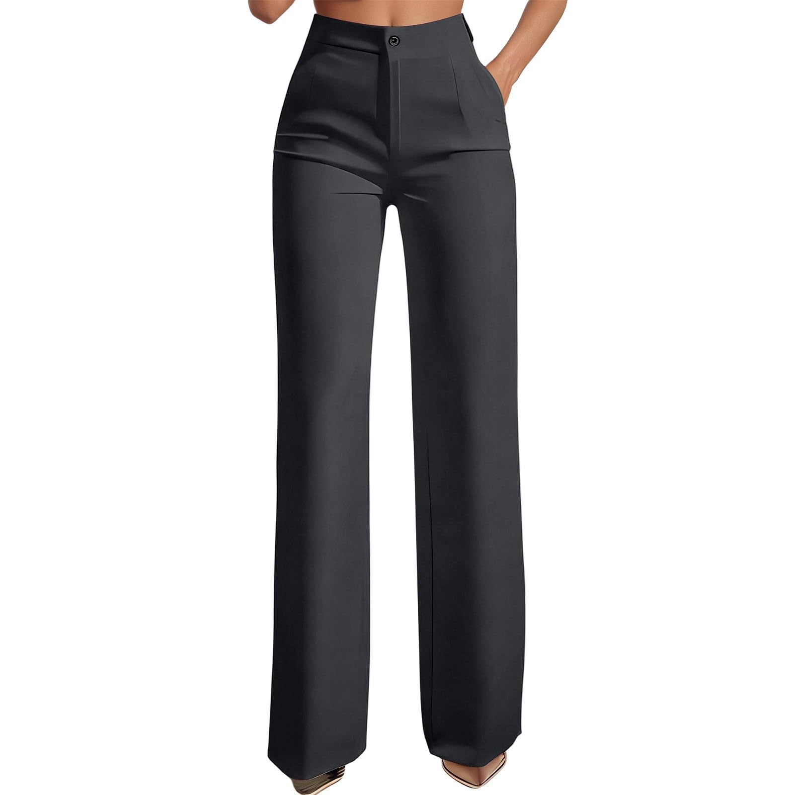 Pantalon droit taille haute fluide ample et confortable stretch chic - 5