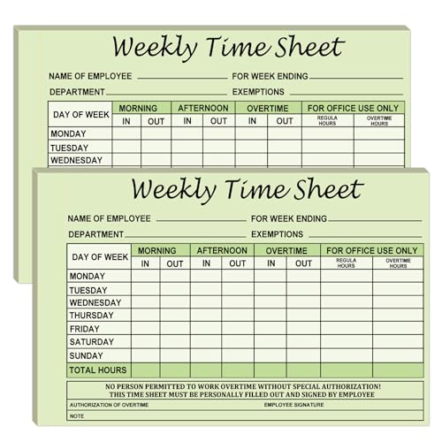 Feuilles de temps hebdomadaires 2 parties pour simplifier le décompte des heures