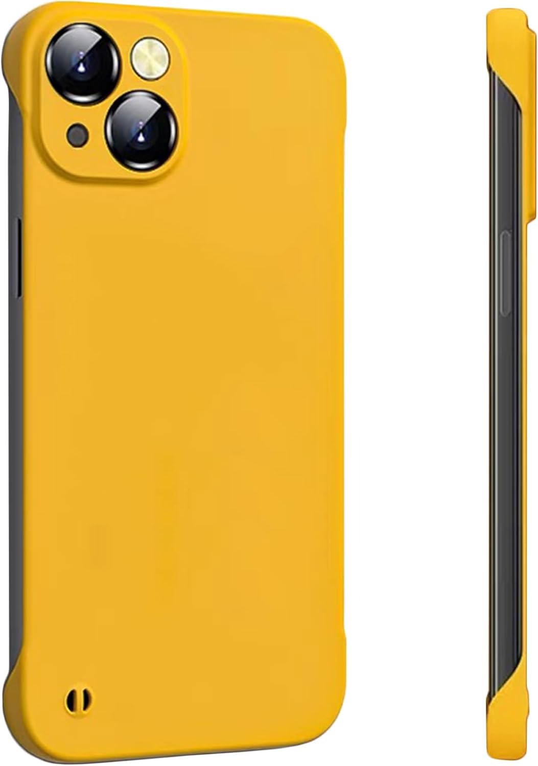 FAOMSEBS for iPhone 13 Mini Case Borderless Slim (Bare Metal Feel) [Ultra Thin as No Case on] Rapid Heat Dissipation Cooling Cover for iPhone 13 Mini Phone Case, Hard PC Resilient Shockproof Cover iPhone 13 Mini 5.4'' (2021) Orange-yellow