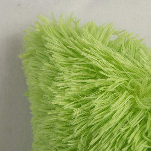 Image of MIULEE Pack of 2 Luxury Faux Fur Throw Pillow Cover Deluxe Decorative Plush Pillow Case Cushion Cover Shell for Sofa Bedroom Car Spring 18x18 Inch Green