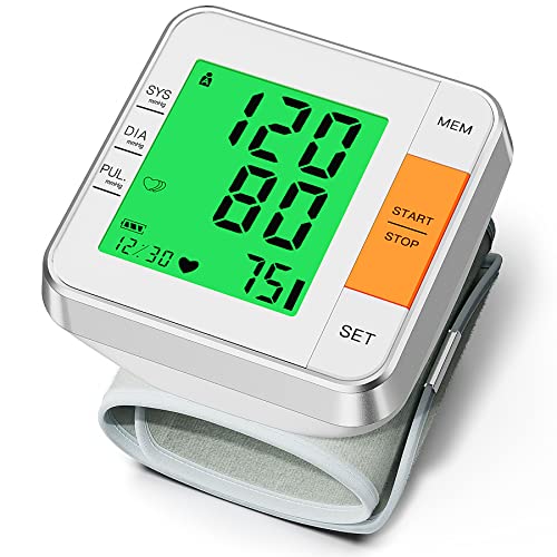 Blood Pressure Monitors for Home Use Accurate Wrist Blood Pressure Machine Adjustable 5.3'-7.7' BP Cuff for Home Use 2x120 Sets Memory Backlight LCD Display with Carrying Case
